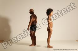 Underwear Gymnastic poses Woman - Man Black Muscular Dancing Dynamic poses Academic